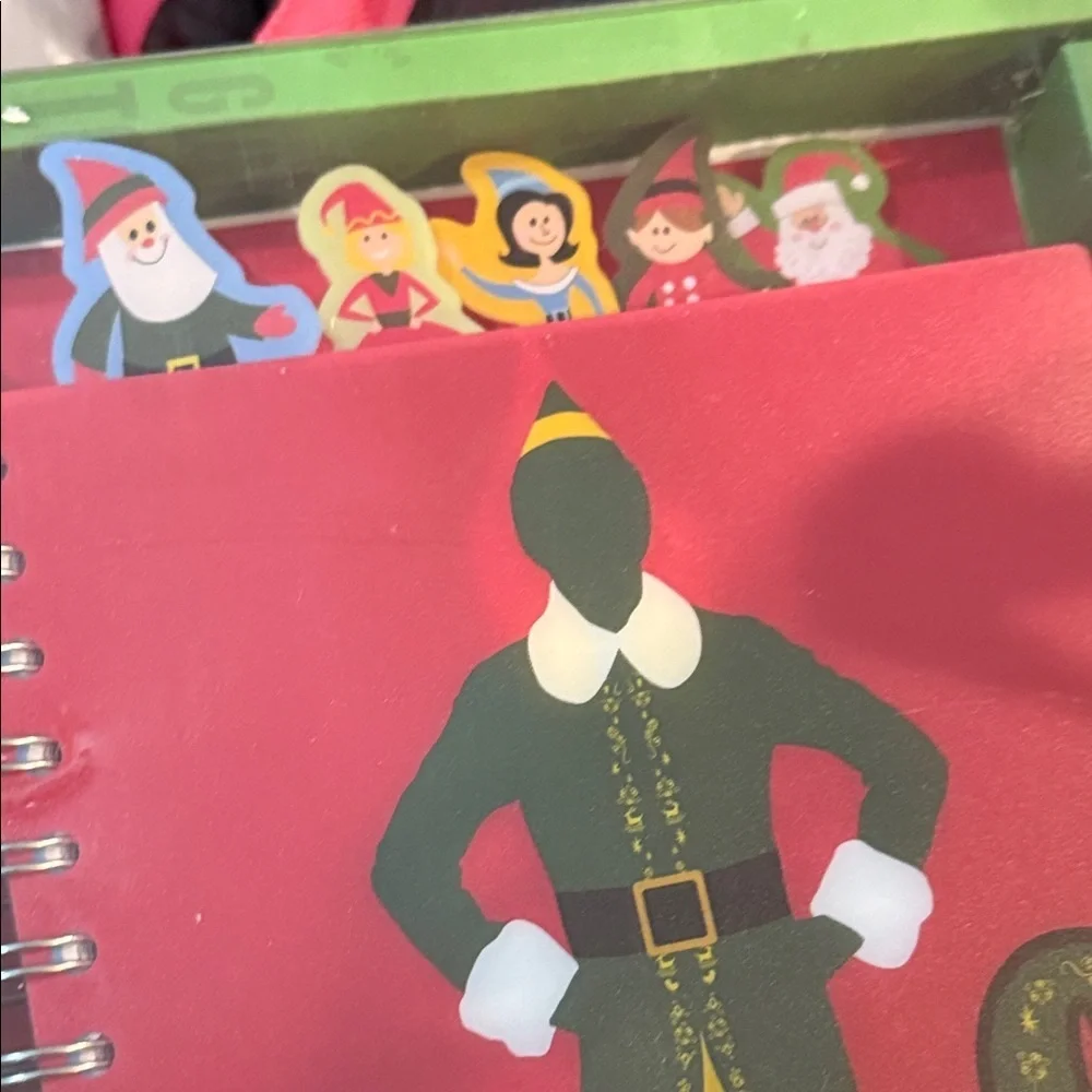 Elf Themed Notebook and Pen Set - Green and Red